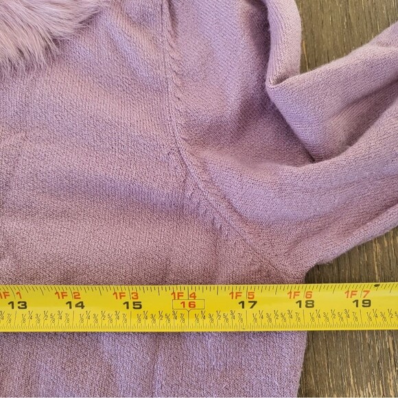 Worthington Lavender Purple faux fur Collar Button Close Cardigan Size L - Picture 12 of 16